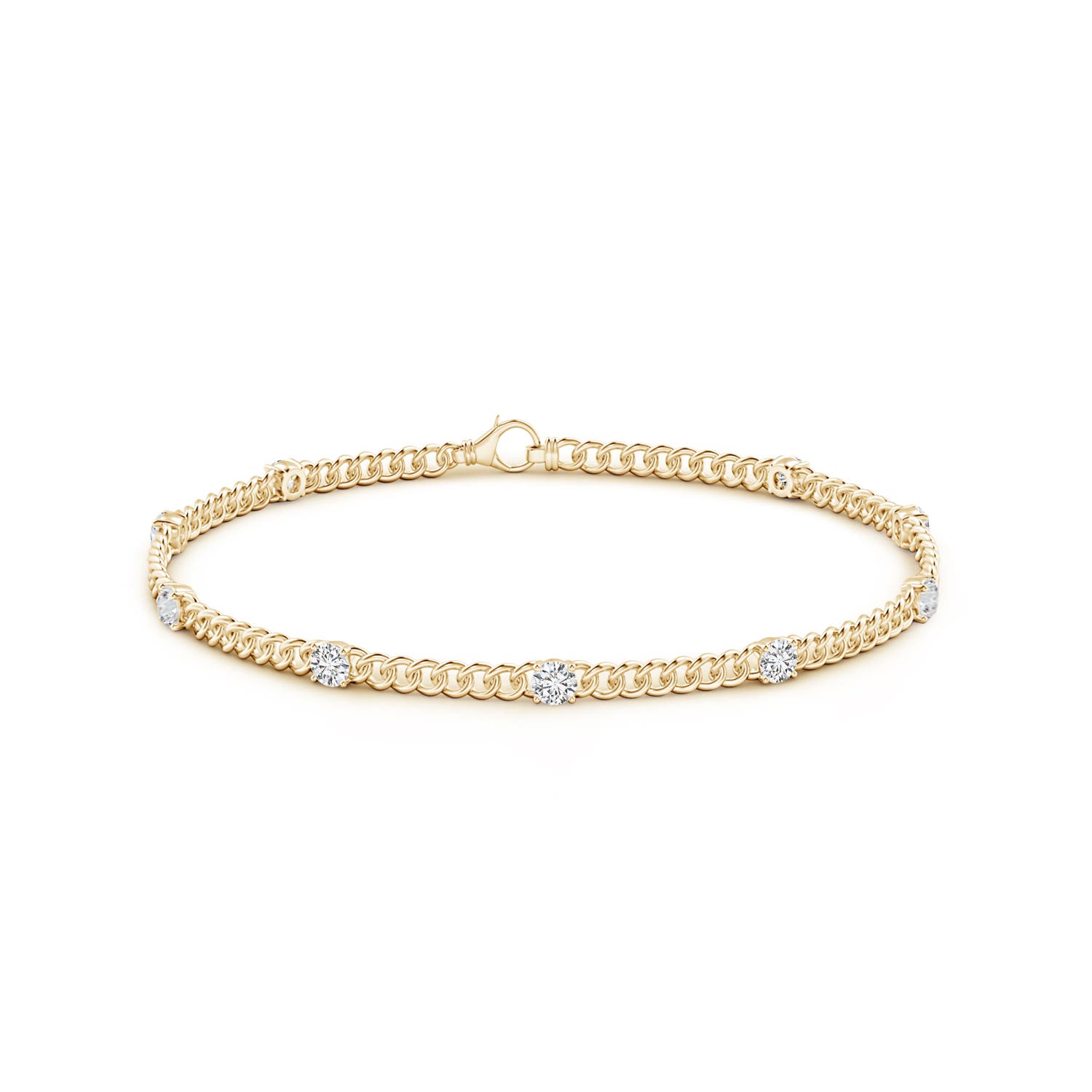3.1mm HSI2 Prong-Set Diamond Station Bracelet in Yellow Gold