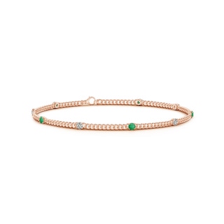 2.4mm A Prong-Set Emerald and Diamond Station Bracelet in Rose Gold