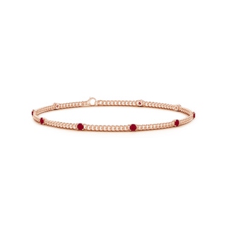 2.4mm AA Prong-Set Ruby Station Bracelet in Rose Gold