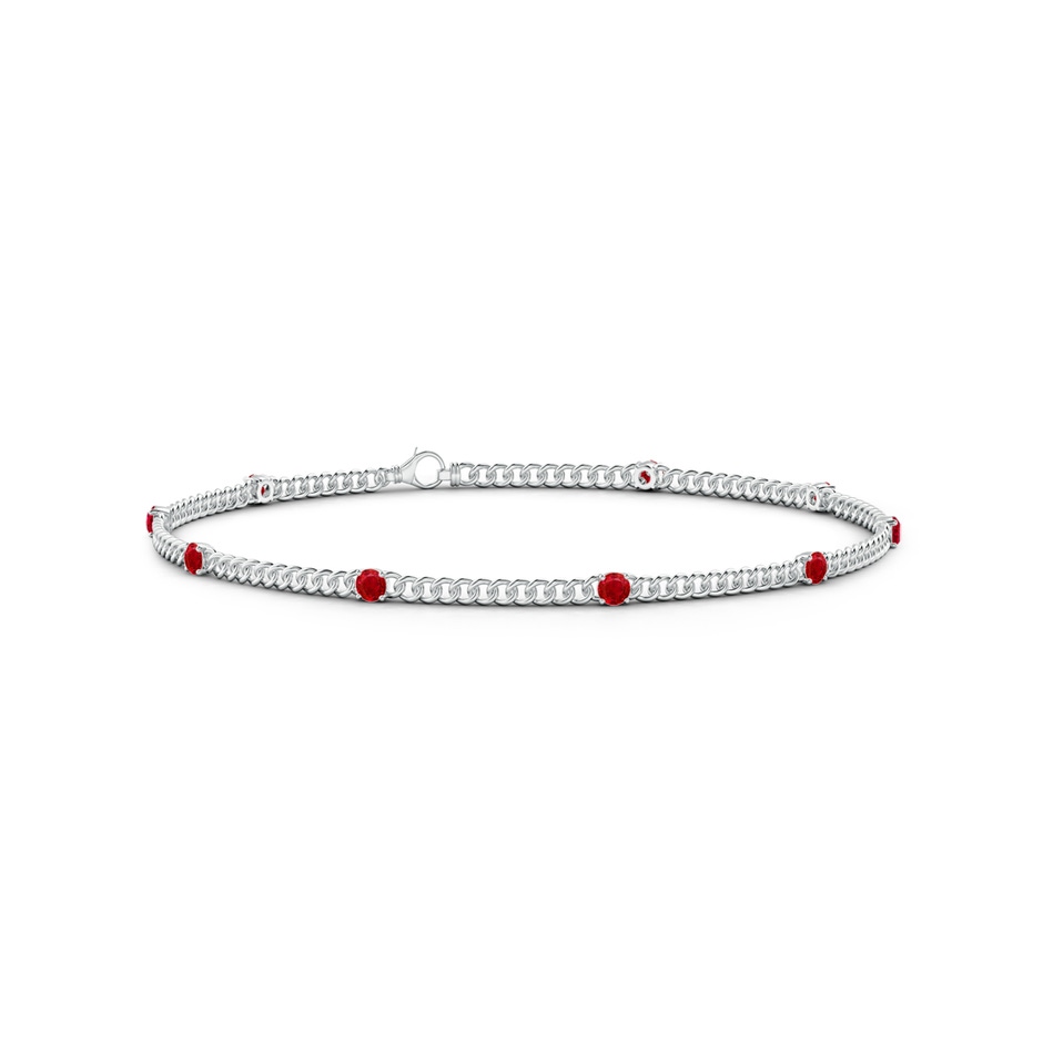 2.4mm AAA Prong-Set Ruby Station Bracelet in White Gold 