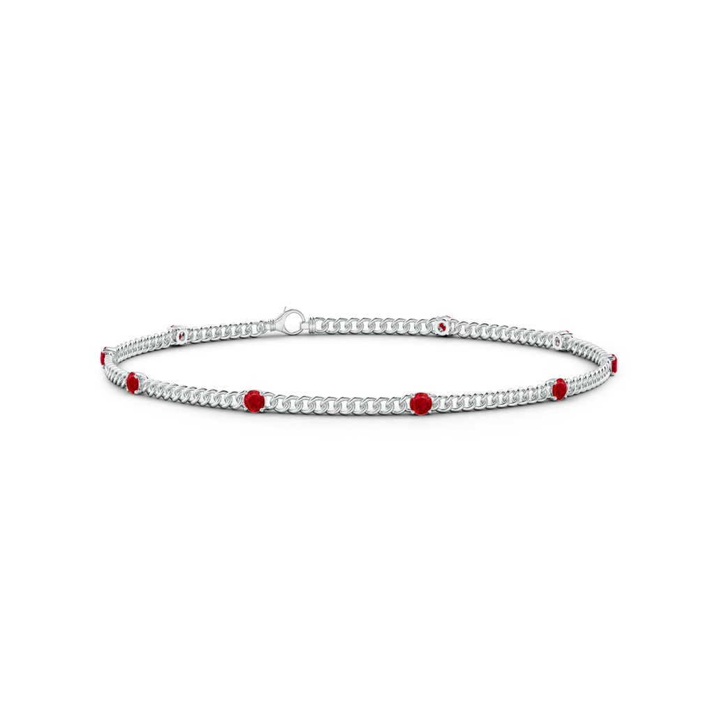 2.4mm AAA Prong-Set Ruby Station Bracelet in White Gold