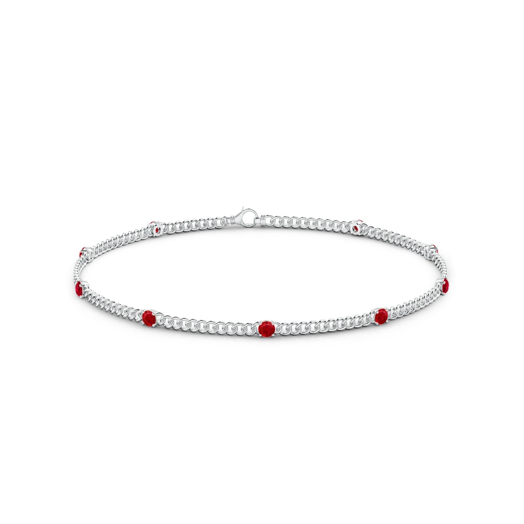 2.4mm AAA Prong-Set Ruby Station Bracelet in White Gold Side-1