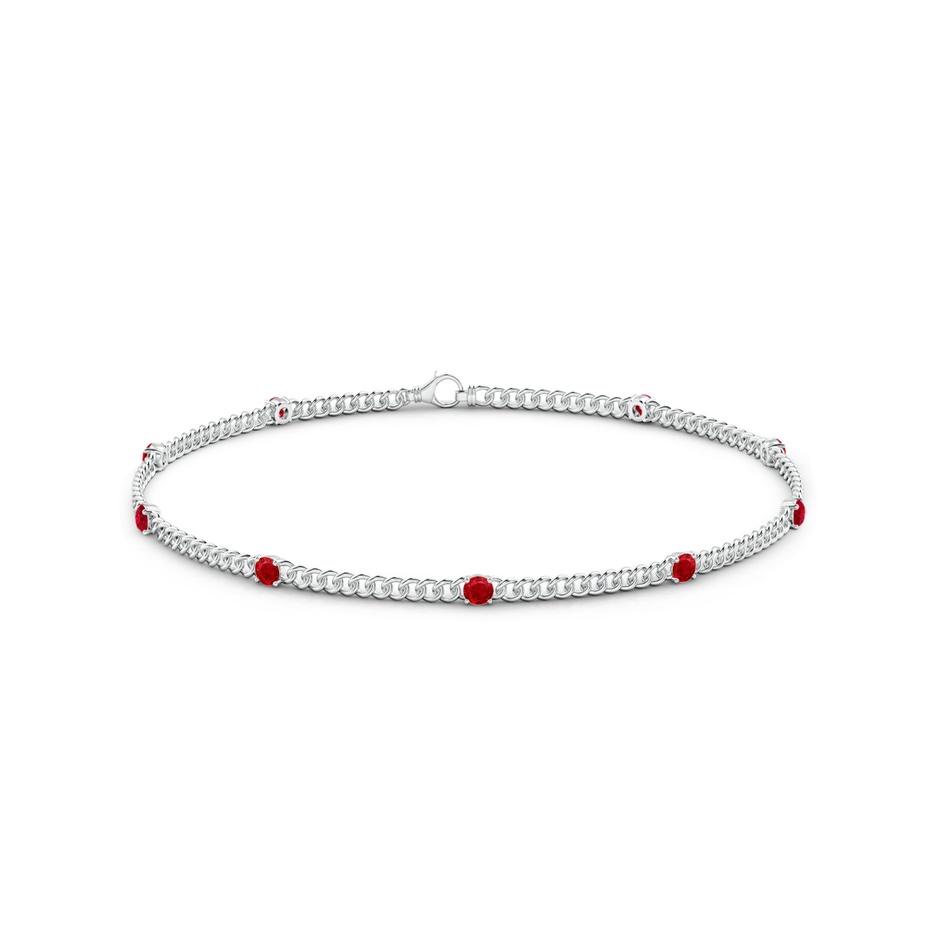 2.4mm AAA Prong-Set Ruby Station Bracelet in White Gold side-1