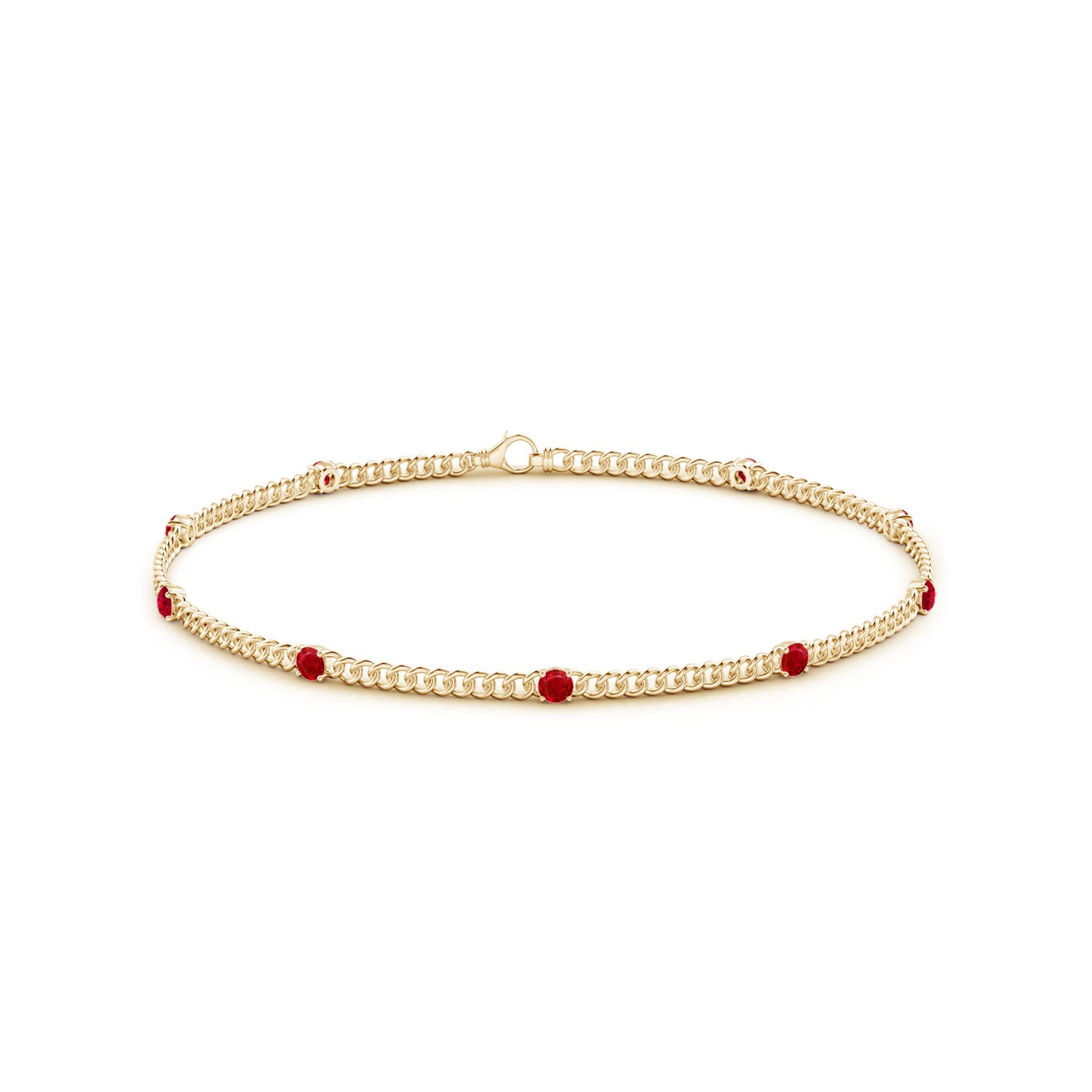 2.4mm AAA Prong-Set Ruby Station Bracelet in Yellow Gold