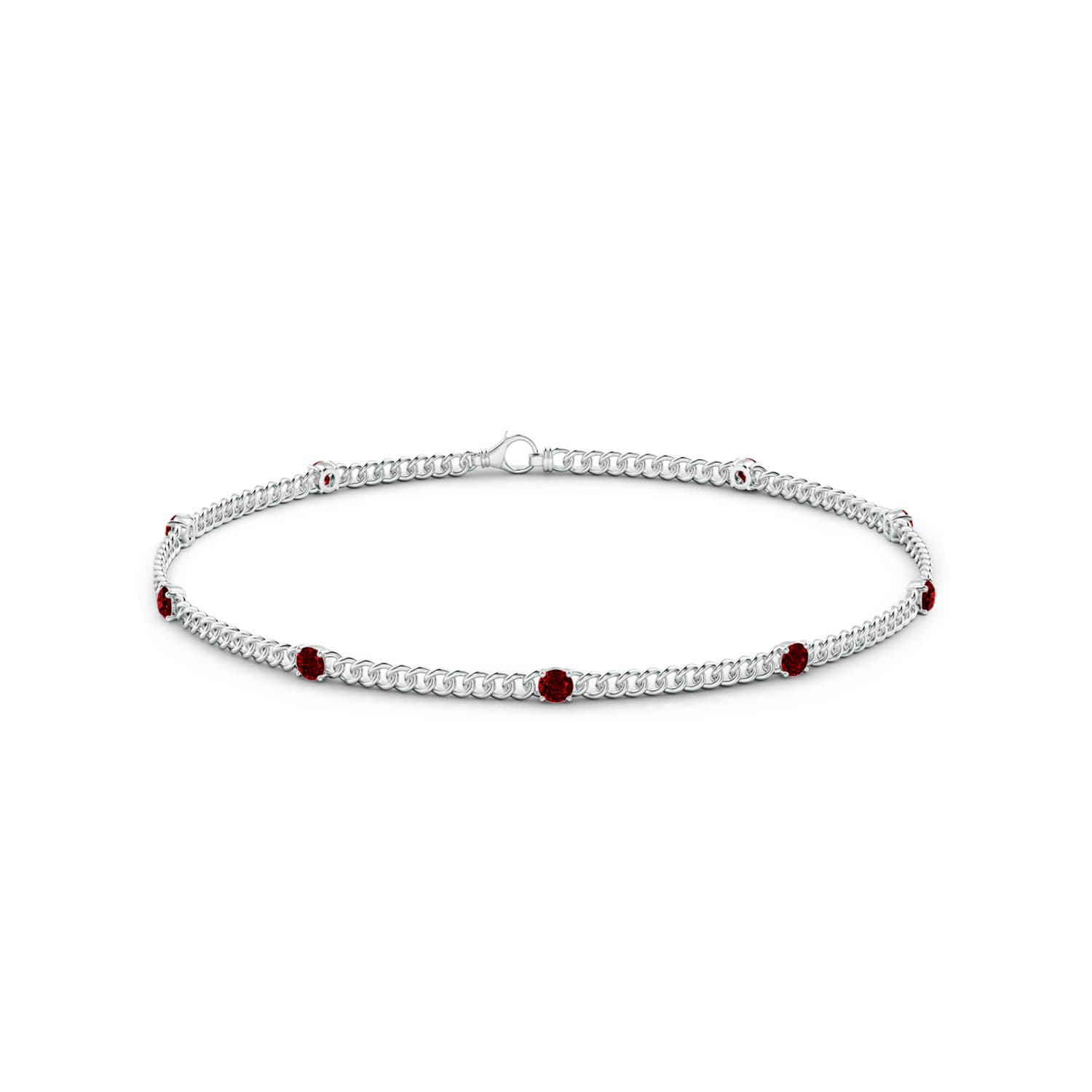 2.4mm AAAA Prong-Set Ruby Station Bracelet in White Gold