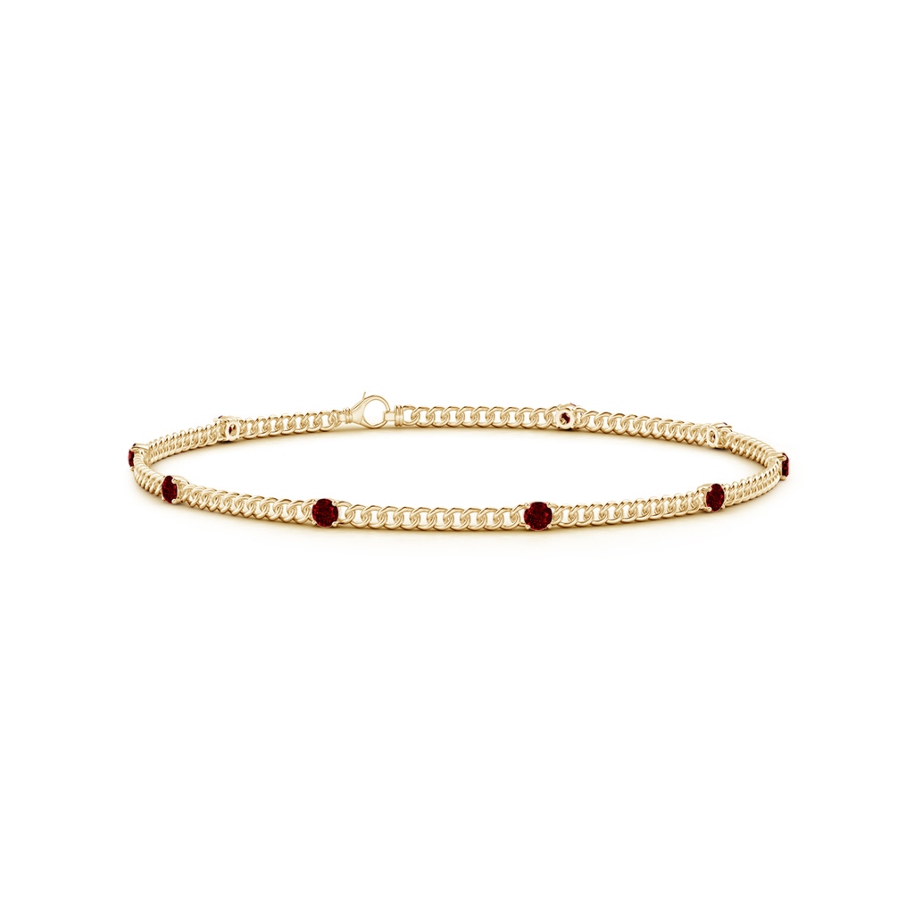 2.4mm AAAA Prong-Set Ruby Station Bracelet in Yellow Gold