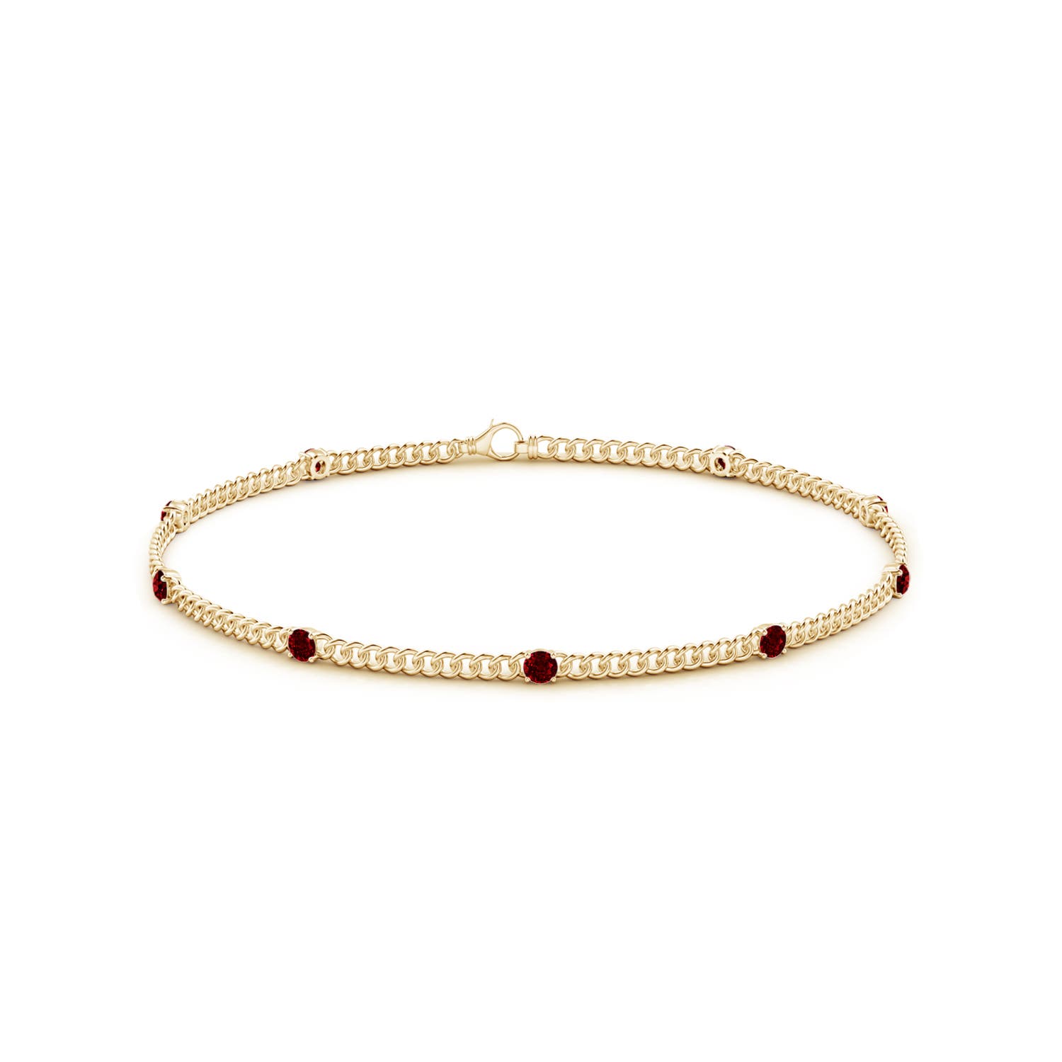 2.4mm AAAA Prong-Set Ruby Station Bracelet in Yellow Gold - side 2