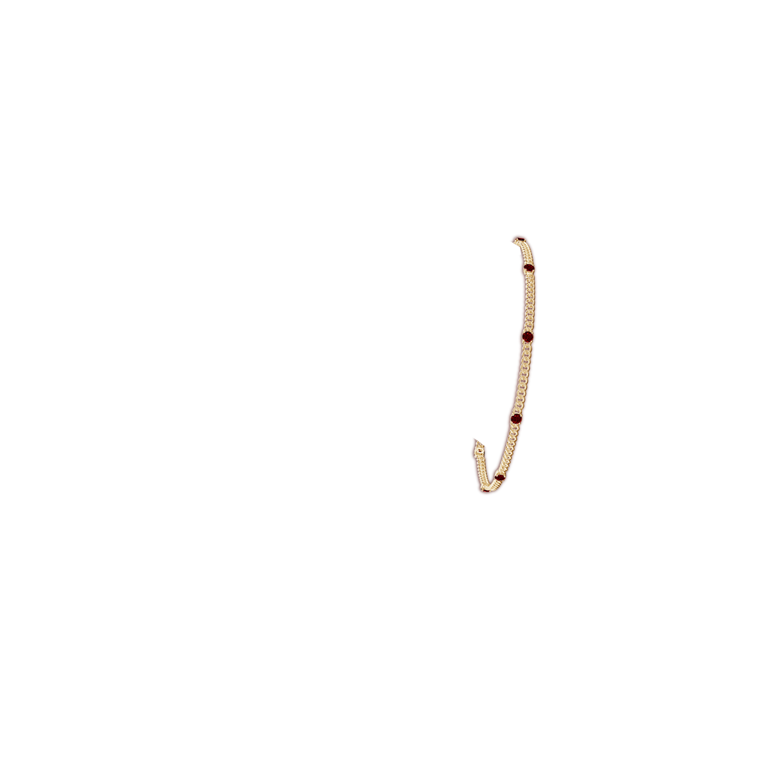 2.4mm AAAA Prong-Set Ruby Station Bracelet in Yellow Gold - body_arm