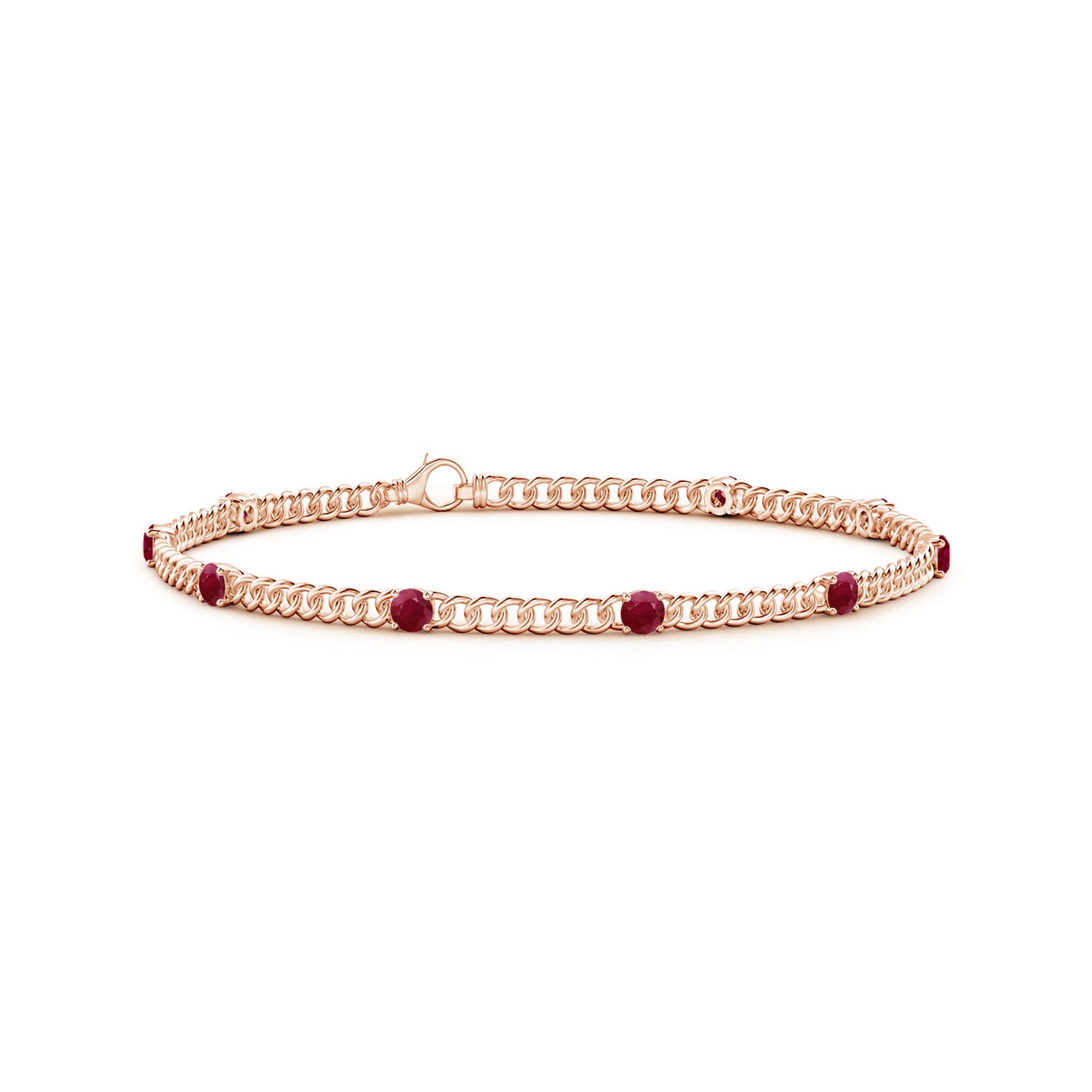 3.1mm A Prong-Set Ruby Station Bracelet in Rose Gold
