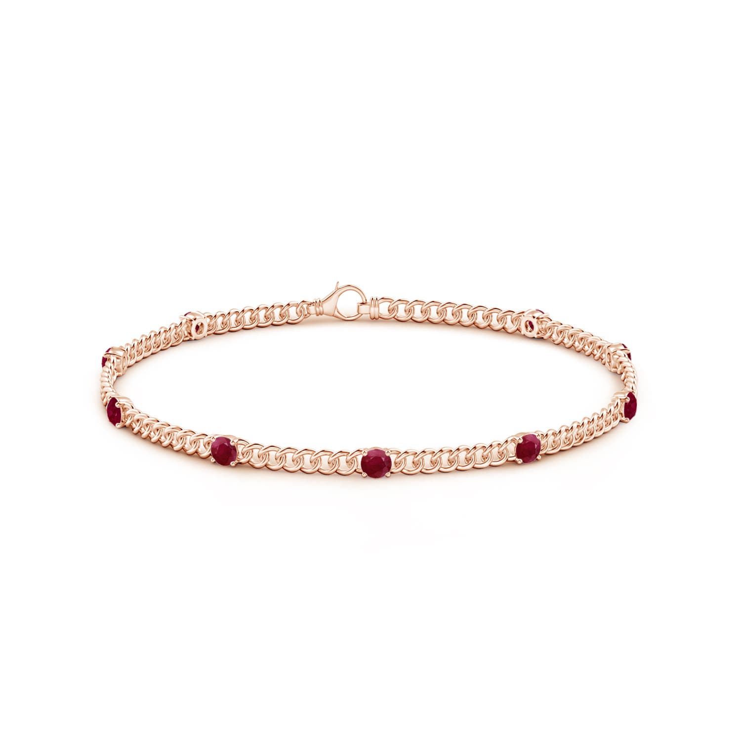 3.1mm A Prong-Set Ruby Station Bracelet in Rose Gold