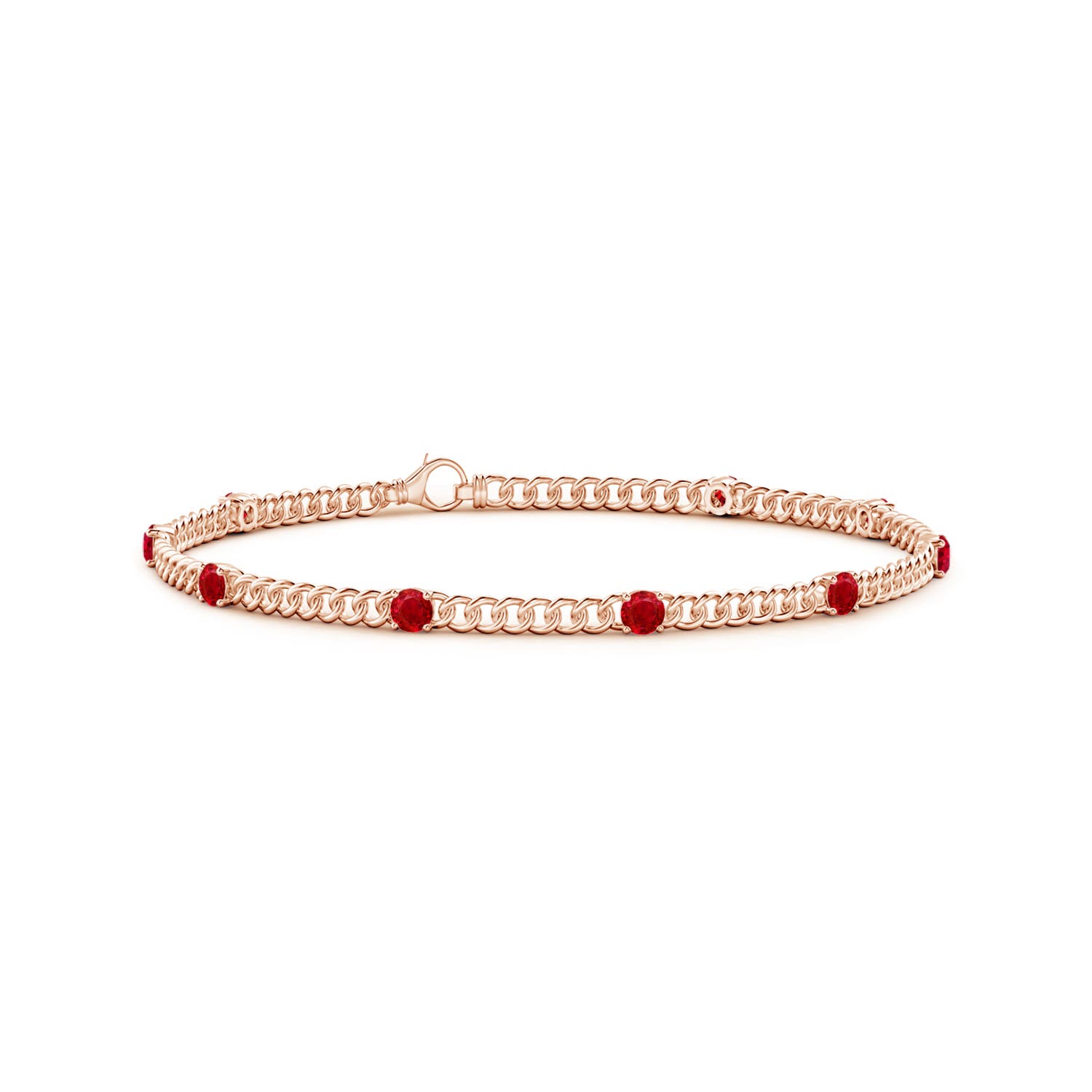 3.1mm AAA Prong-Set Ruby Station Bracelet in Rose Gold
