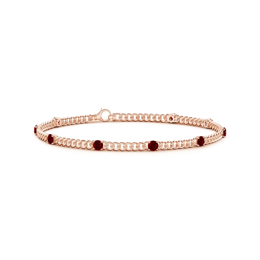 3.1mm AAAA Prong-Set Ruby Station Bracelet in Rose Gold