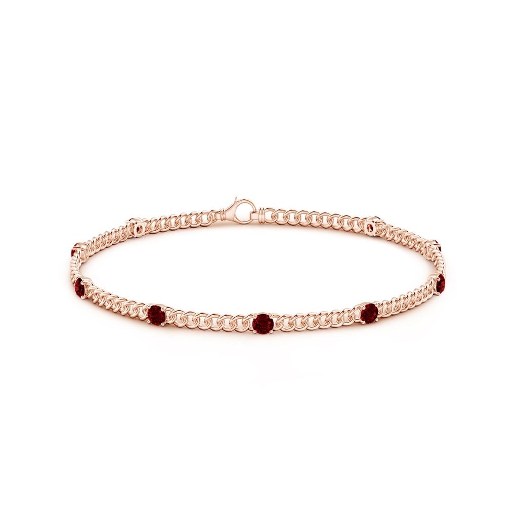 3.1mm AAAA Prong-Set Ruby Station Bracelet in Rose Gold - side 199