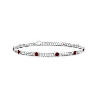 3.1mm AAAA Prong-Set Ruby Station Bracelet in White Gold