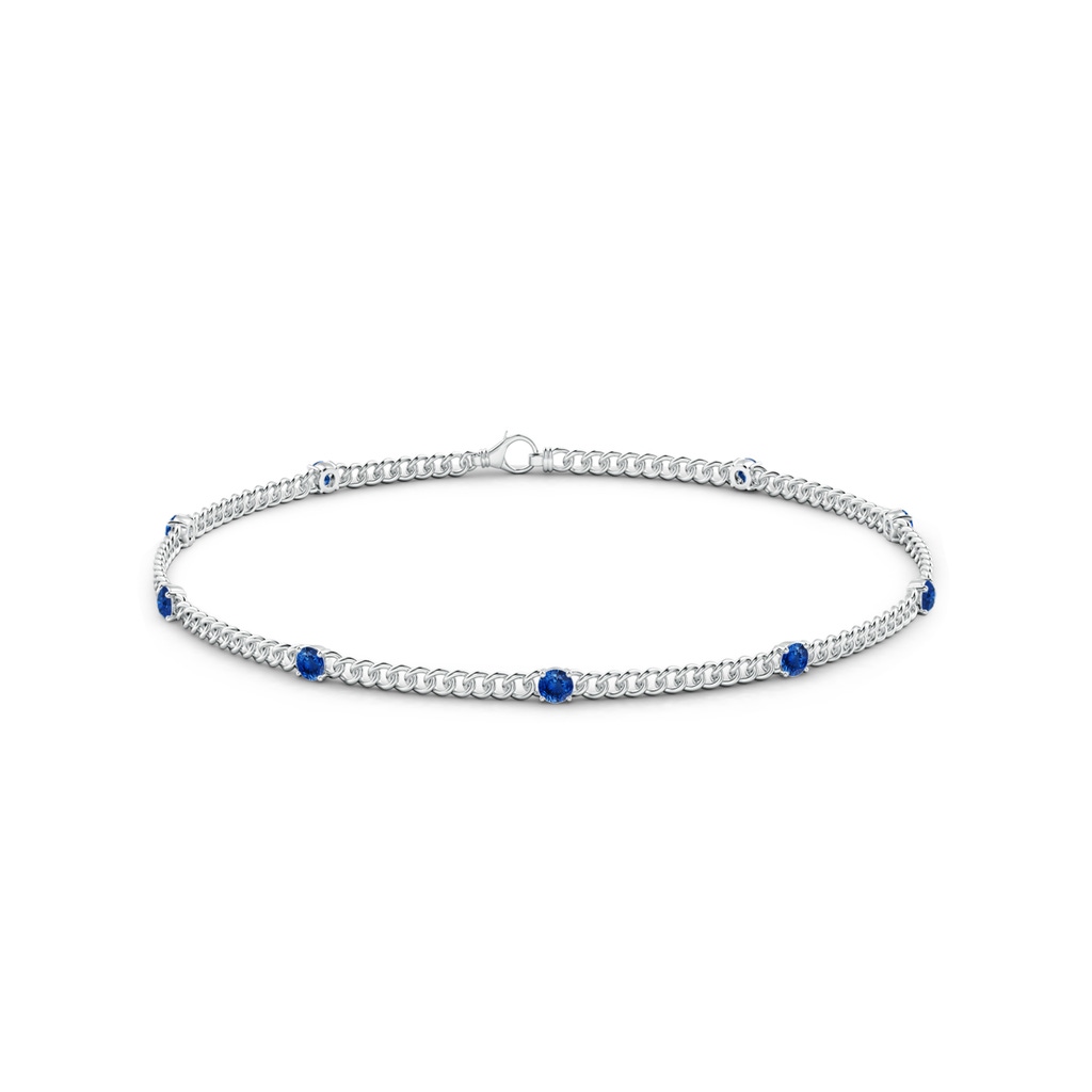 2.4mm AAA Prong-Set Sapphire Station Bracelet in White Gold Side-1