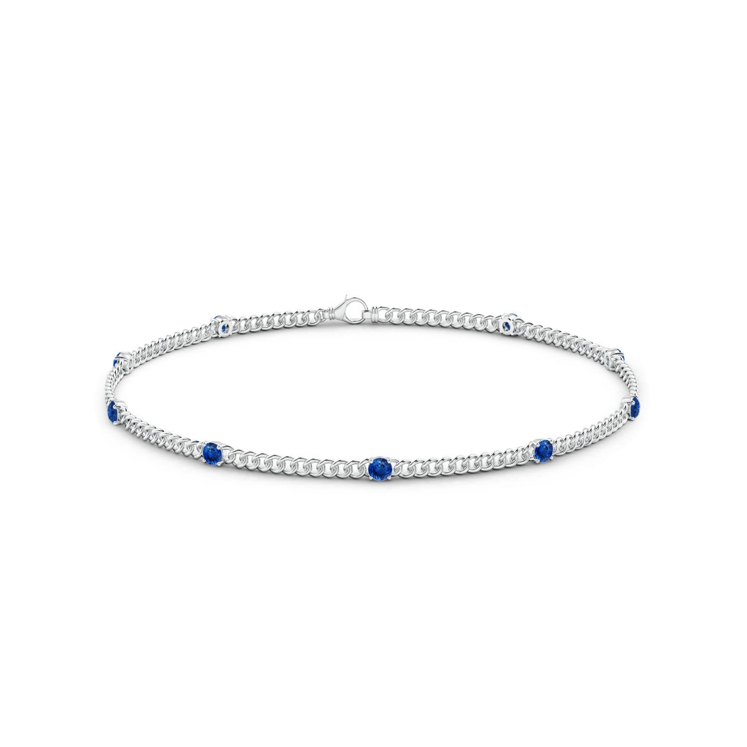2.4mm AAA Prong-Set Sapphire Station Bracelet in White Gold