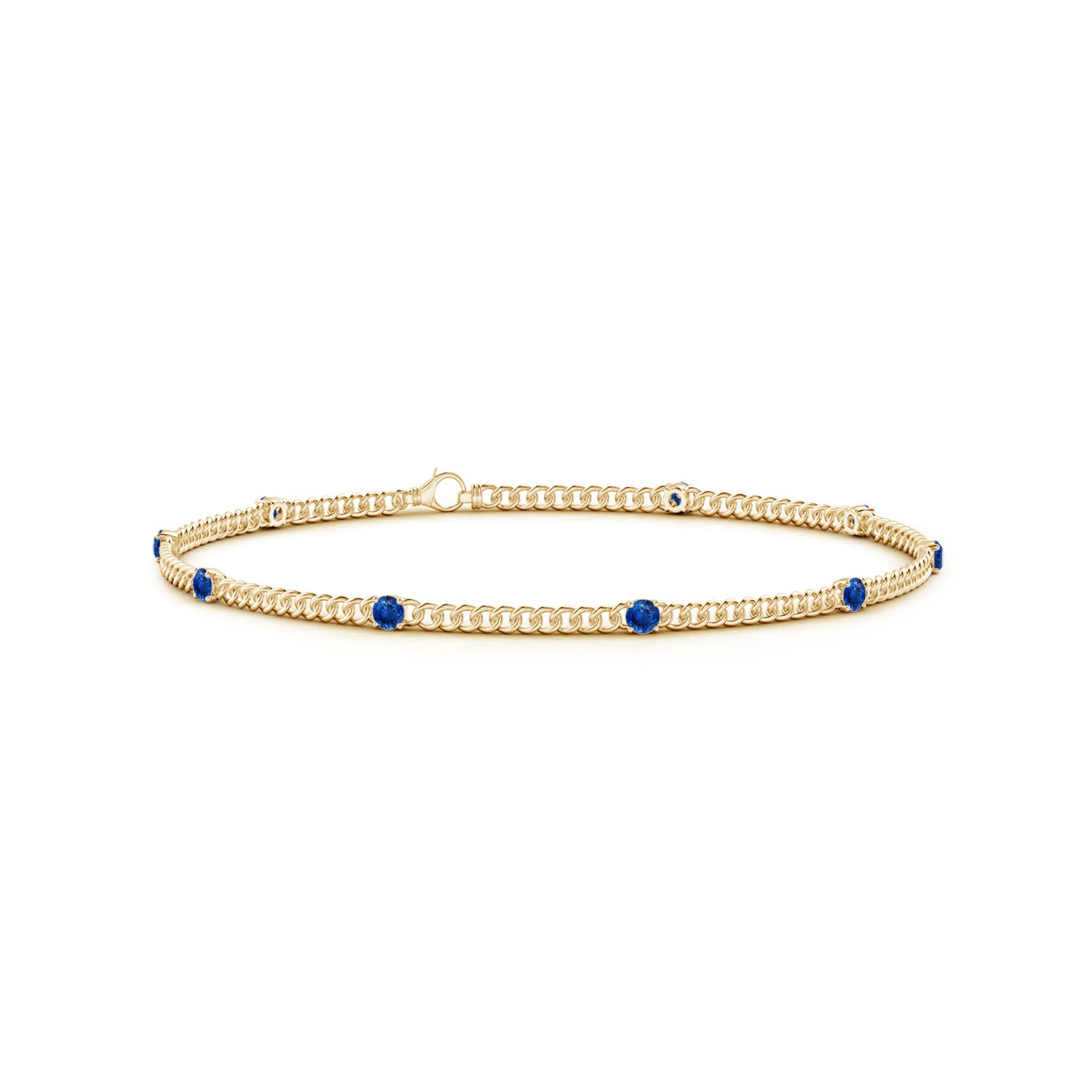 2.4mm AAA Prong-Set Sapphire Station Bracelet in Yellow Gold