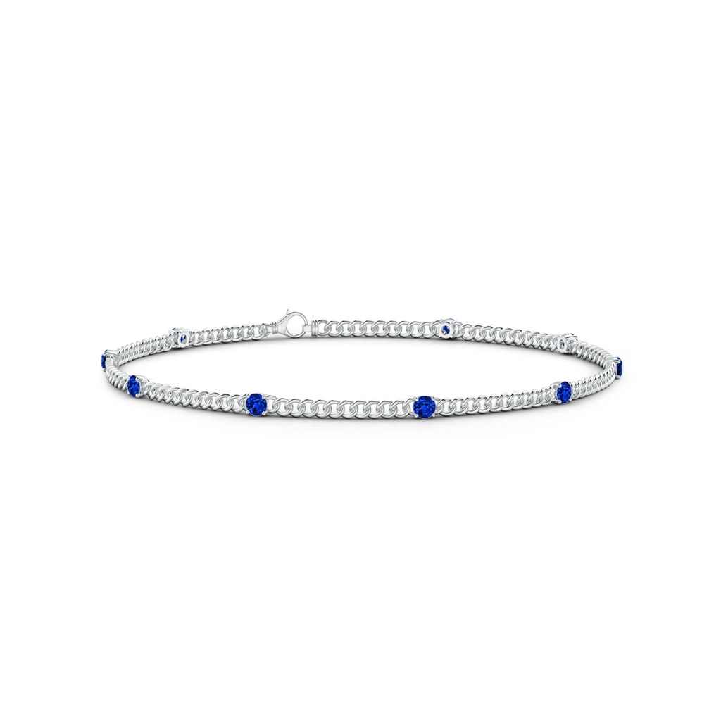 2.4mm AAAA Prong-Set Sapphire Station Bracelet in White Gold