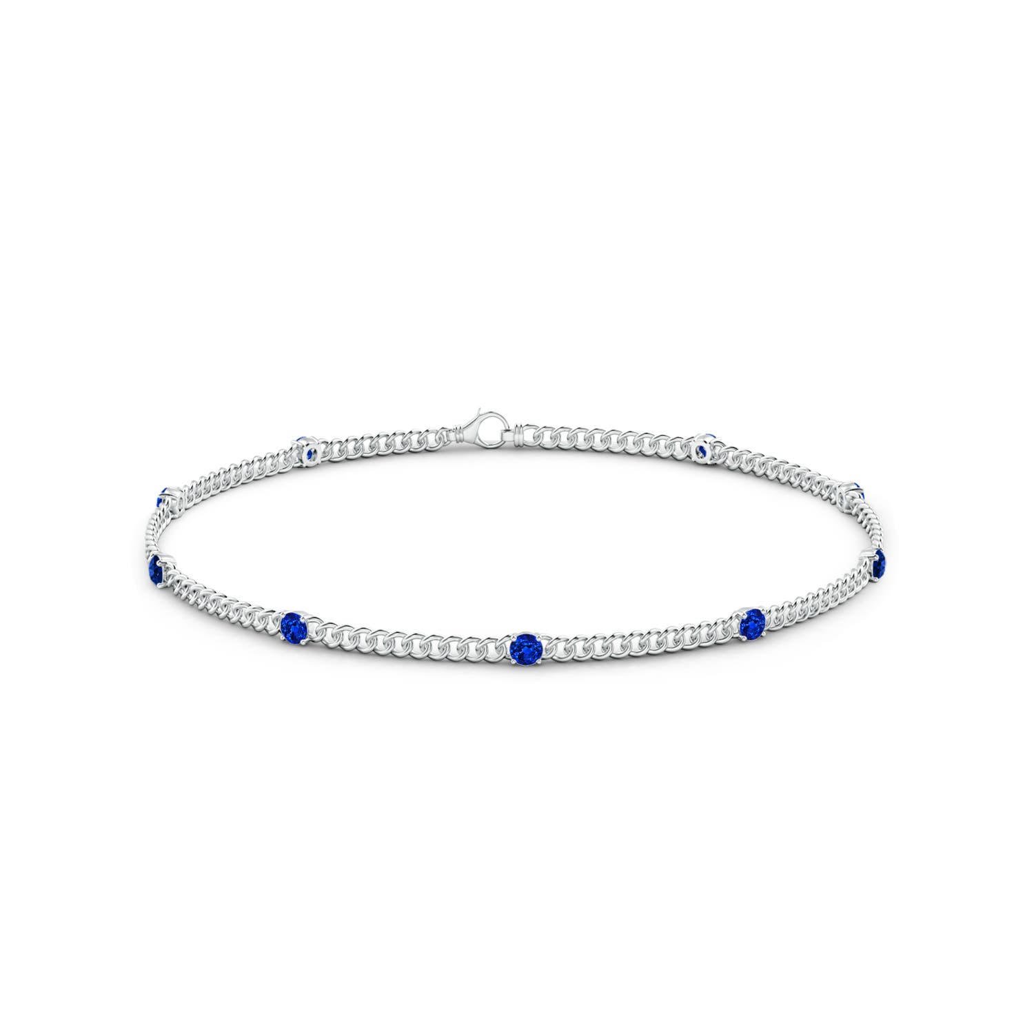 2.4mm AAAA Prong-Set Sapphire Station Bracelet in White Gold - side 2