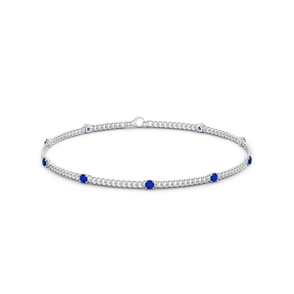 2.4mm AAAA Prong-Set Sapphire Station Bracelet in White Gold - side 199