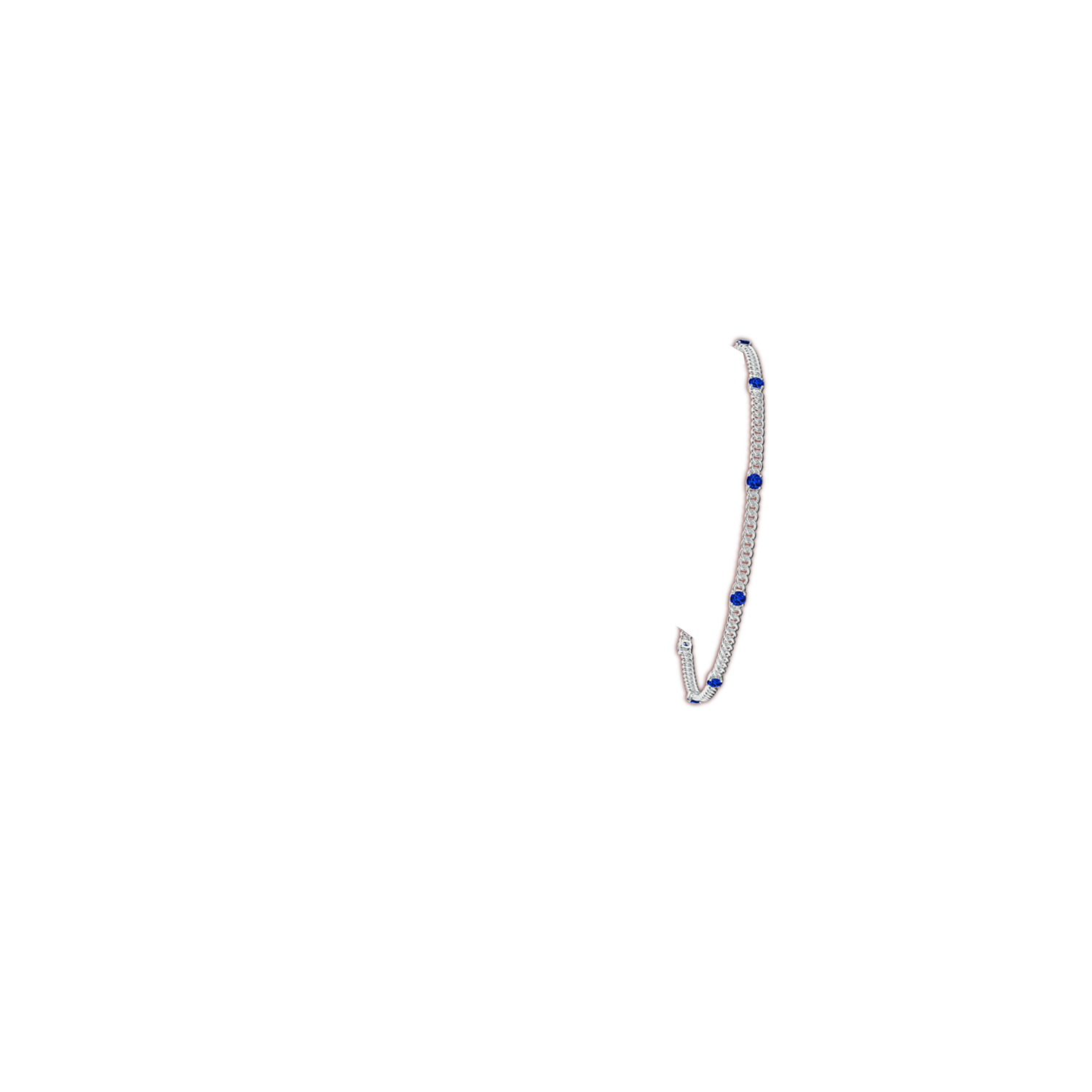 2.4mm AAAA Prong-Set Sapphire Station Bracelet in White Gold - body_arm