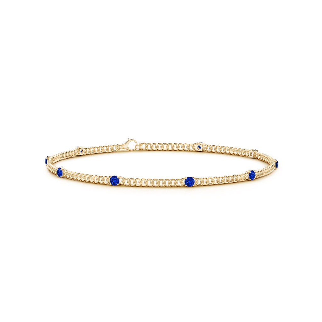 2.4mm AAAA Prong-Set Sapphire Station Bracelet in Yellow Gold