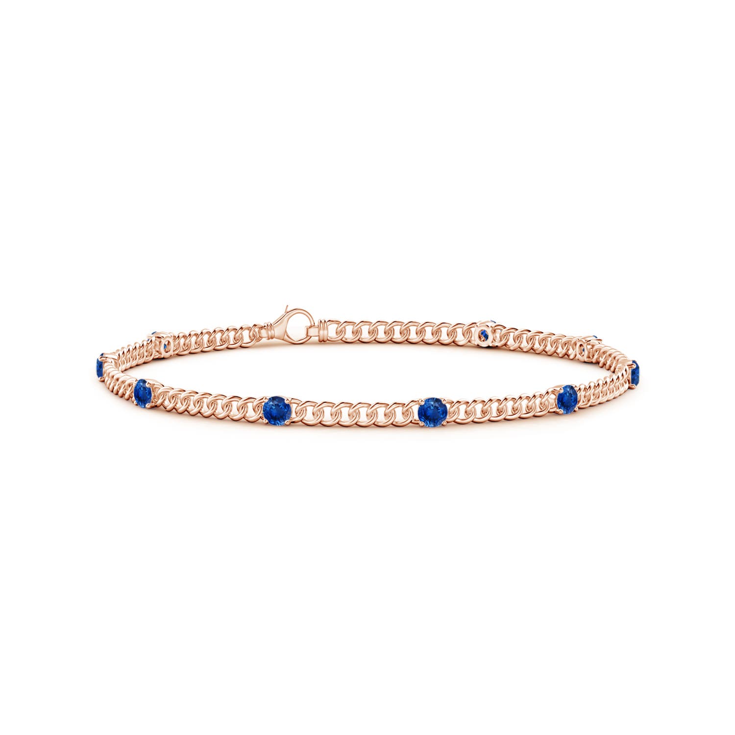 Angara 1.35 CTW Prong-Set Sapphire Station Bracelet in 14K Rose Gold