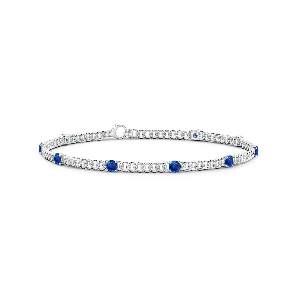 3.1mm AAA Prong-Set Sapphire Station Bracelet in White Gold 