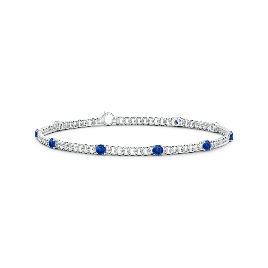 3.1mm AAA Prong-Set Sapphire Station Bracelet in White Gold