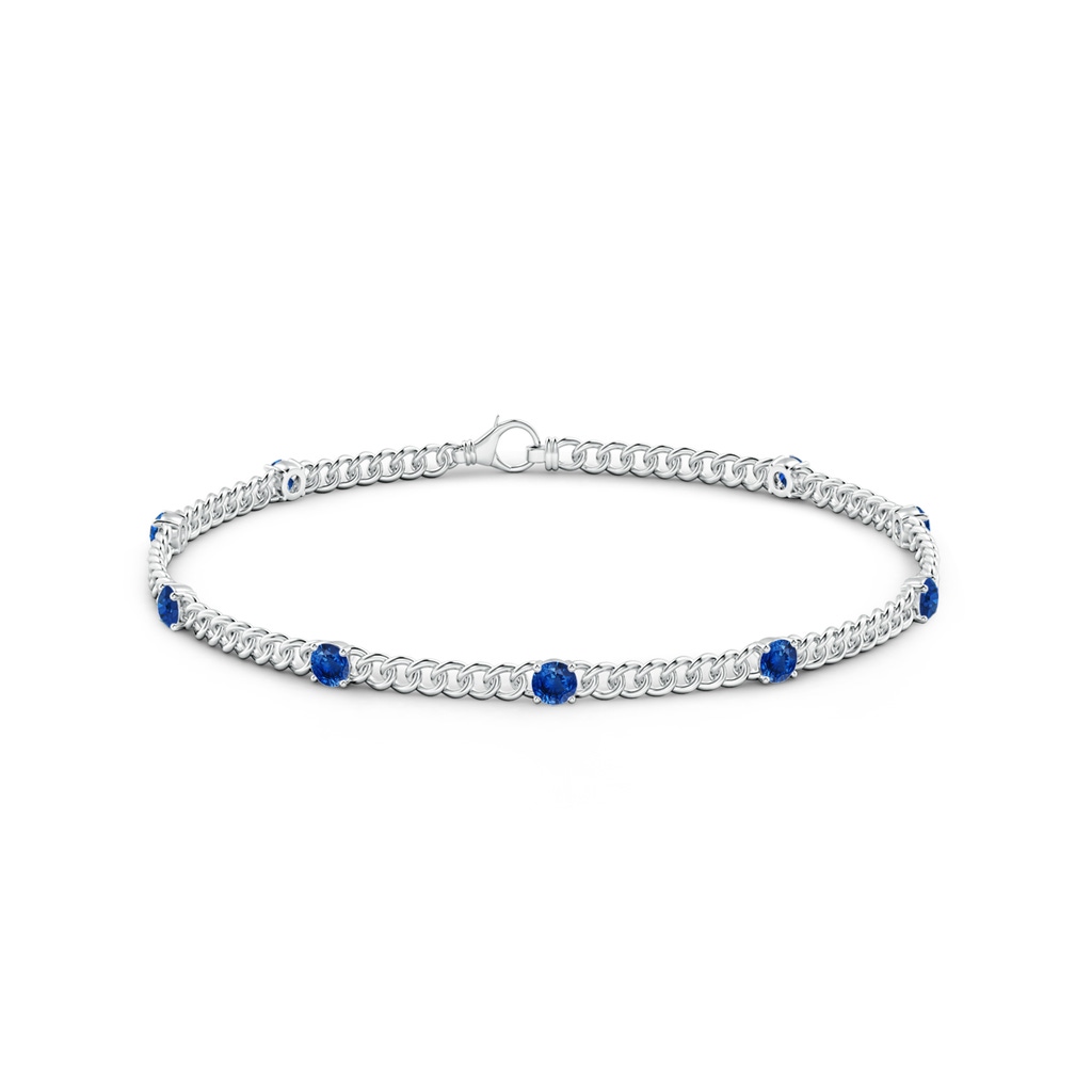 3.1mm AAA Prong-Set Sapphire Station Bracelet in White Gold Side-1