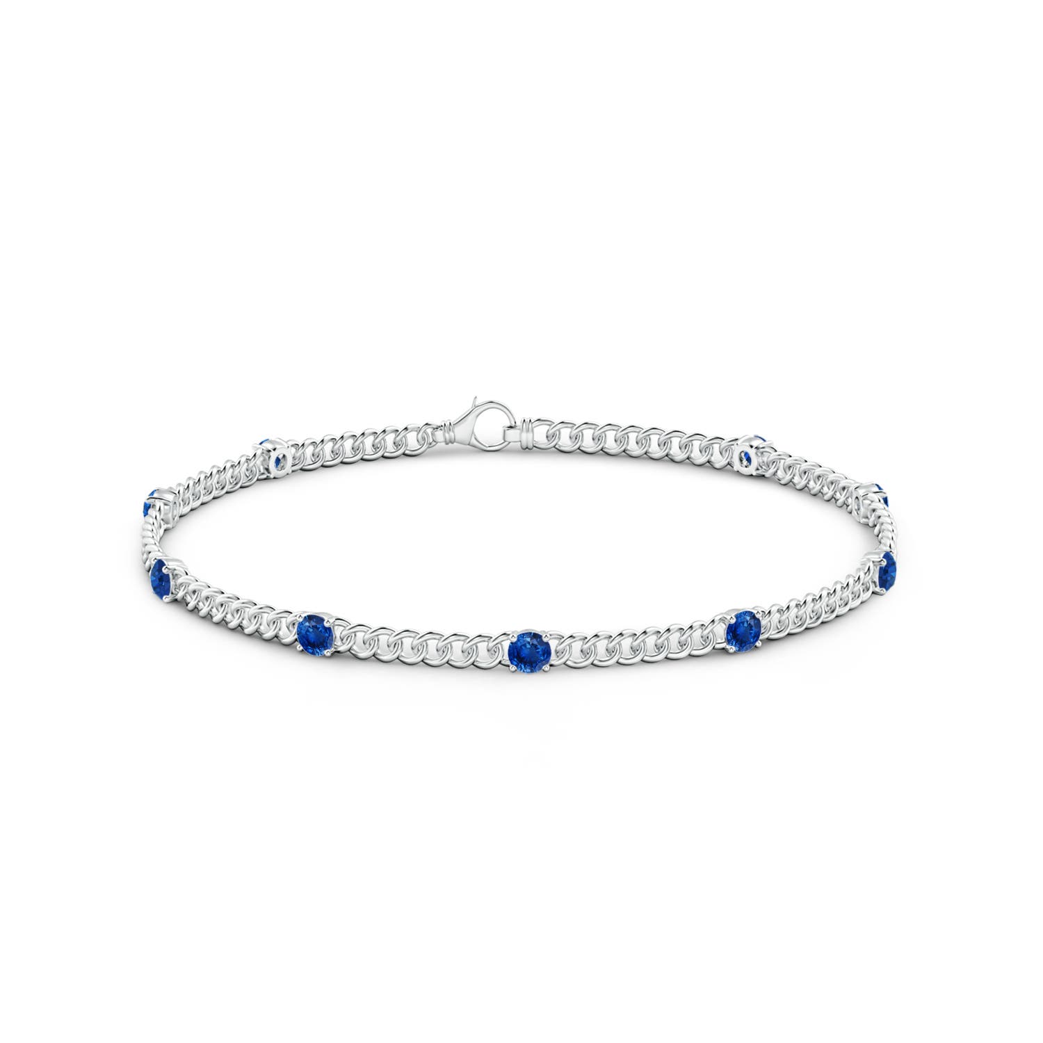 3.1mm AAA Prong-Set Sapphire Station Bracelet in White Gold