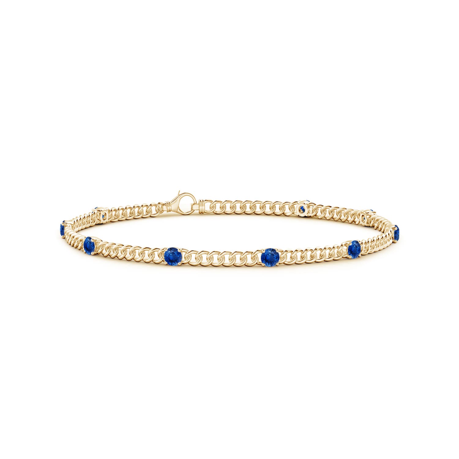 3.1mm AAA Prong-Set Sapphire Station Bracelet in Yellow Gold