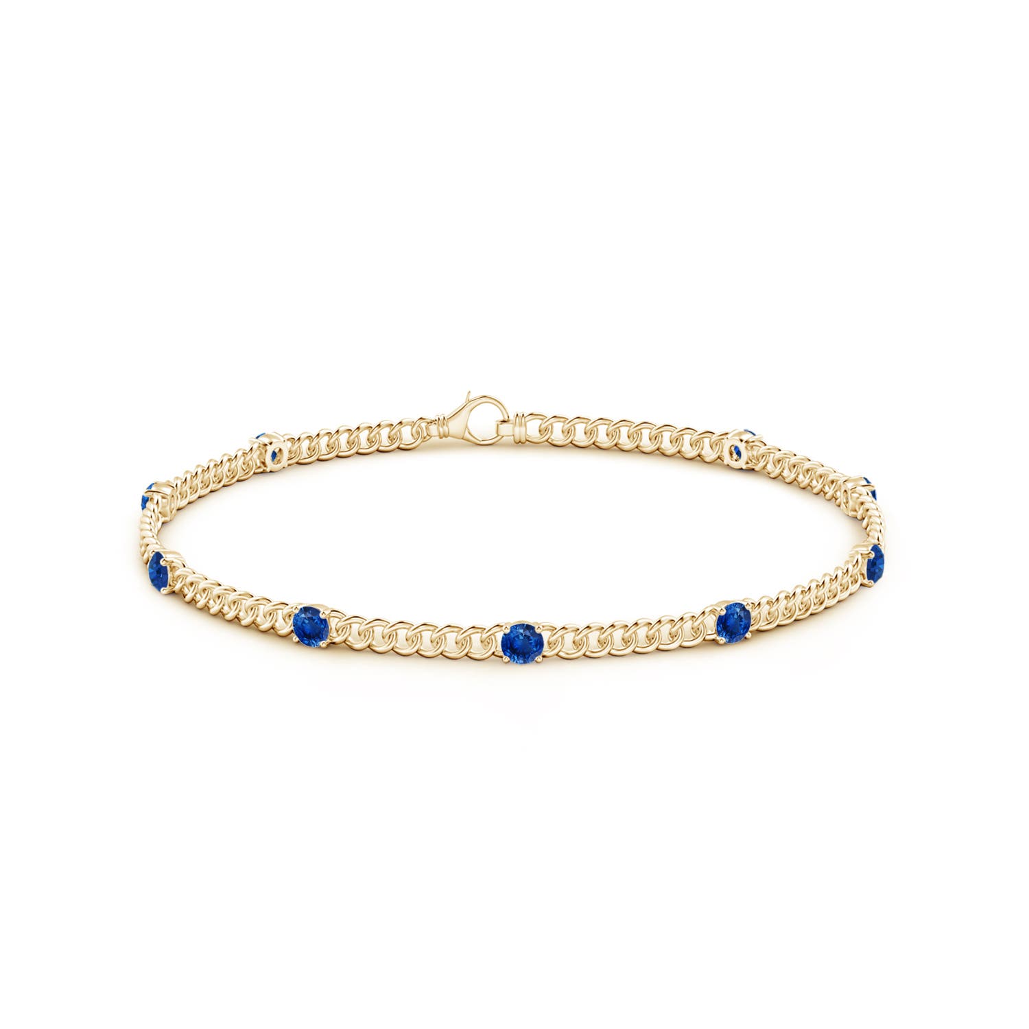3.1mm AAA Prong-Set Sapphire Station Bracelet in Yellow Gold