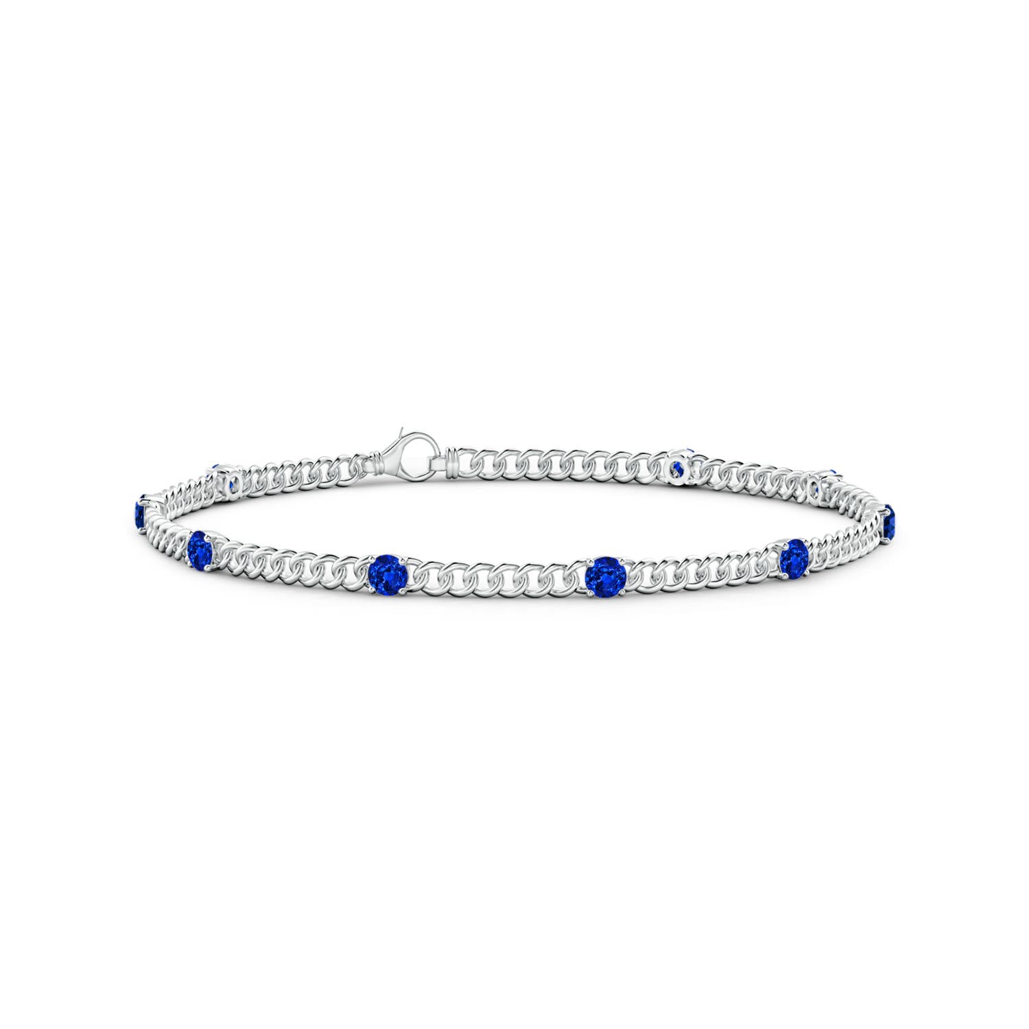 3.1mm AAAA Prong-Set Sapphire Station Bracelet in White Gold