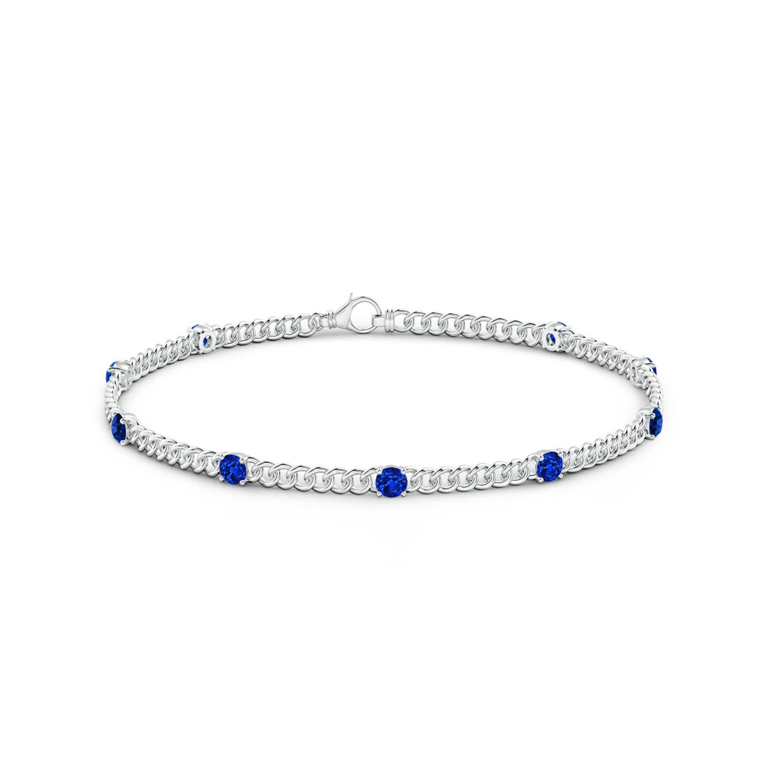 3.1mm AAAA Prong-Set Sapphire Station Bracelet in White Gold
