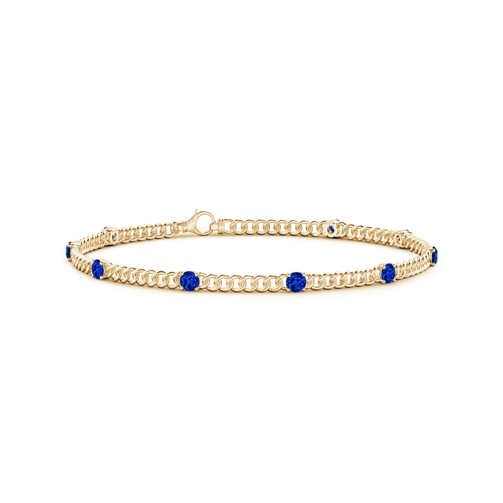 3.1mm AAAA Prong-Set Sapphire Station Bracelet in Yellow Gold