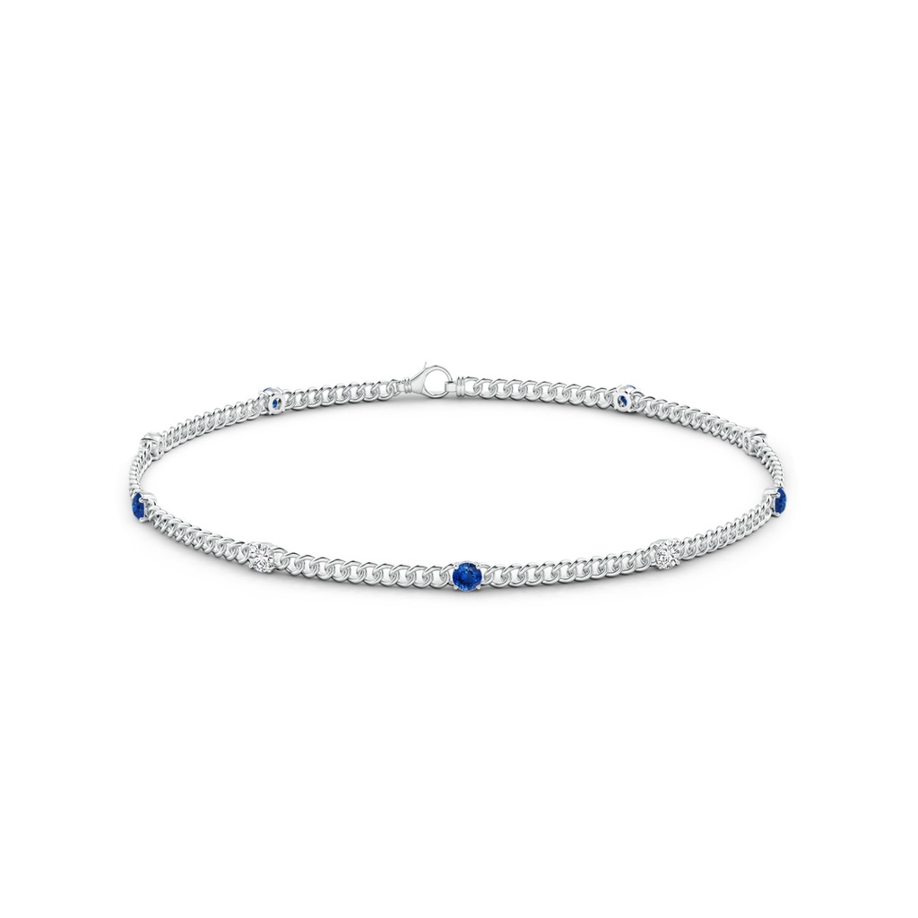 2.4mm AAA Prong-Set Sapphire and Diamond Station Bracelet in White Gold Side-1
