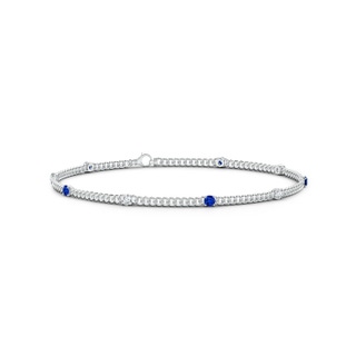 2.4mm AAAA Prong-Set Sapphire and Diamond Station Bracelet in White Gold