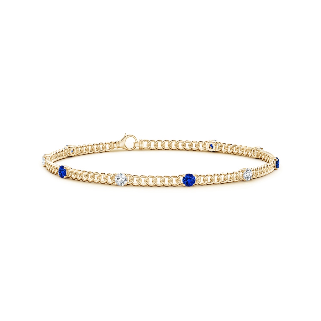 3.1mm AAAA Prong-Set Sapphire and Diamond Station Bracelet in Yellow Gold
