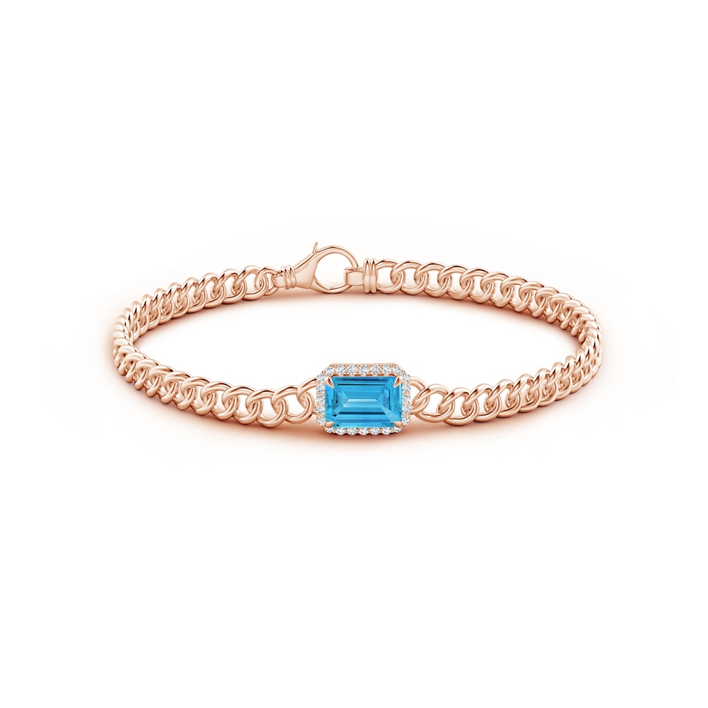 8x6mm AAAA Emerald-Cut Fancy Intense Blue Diamond Bracelet with Halo in Rose Gold - side 199