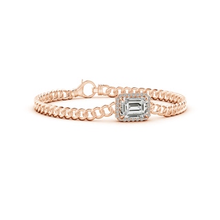 10x7.5mm KI3 Emerald-Cut Diamond Bracelet with Diamond Halo in Rose Gold