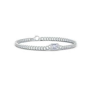 6x4mm GVS2 Emerald-Cut Diamond Bracelet with Diamond Halo in White Gold