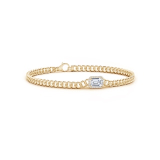 6x4mm GVS2 Emerald-Cut Diamond Bracelet with Diamond Halo in Yellow Gold