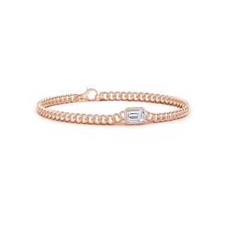 6x4mm HSI2 Emerald-Cut Diamond Bracelet with Diamond Halo in Rose Gold