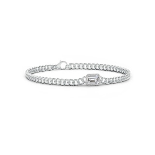 6x4mm IJI1I2 Emerald-Cut Diamond Bracelet with Diamond Halo in 10K White Gold