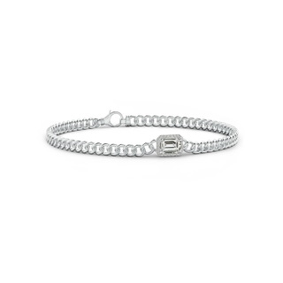 6x4mm KI3 Emerald-Cut Diamond Bracelet with Diamond Halo in 10K White Gold