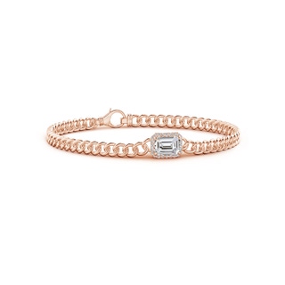 7x5mm IJI1I2 Emerald-Cut Diamond Bracelet with Diamond Halo in 9K Rose Gold