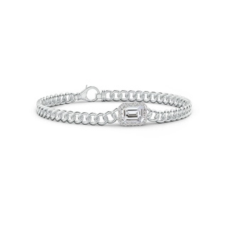 8x6mm IJI1I2 Emerald-Cut Diamond Bracelet with Diamond Halo in 10K White Gold