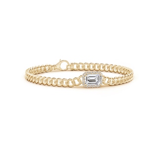 8x6mm IJI1I2 Emerald-Cut Diamond Bracelet with Diamond Halo in 9K Yellow Gold