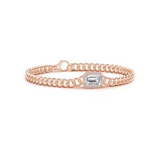 8x6mm IJI1I2 Emerald-Cut Diamond Bracelet with Diamond Halo in Rose Gold